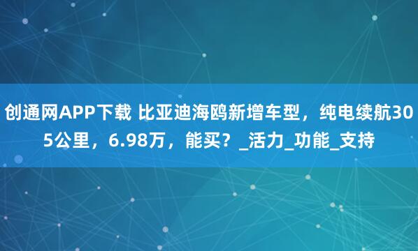 创通网APP下载 比亚迪海鸥新增车型,纯电续航305公里,6.98万,能买?_活力_功能_支持