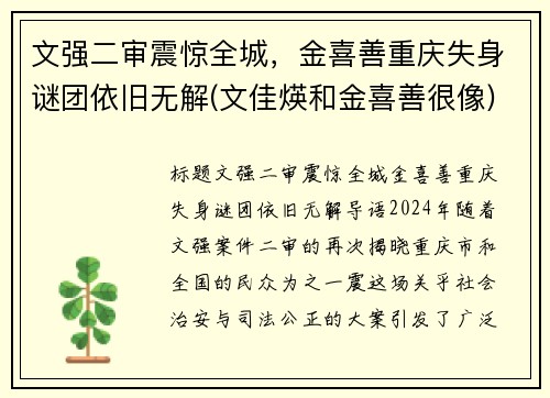 文强二审震惊全城，金喜善重庆失身谜团依旧无解(文佳煐和金喜善很像)